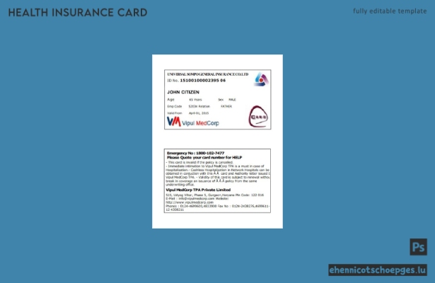 Vorschau einer Krankenversicherungskarte der India UniversalSompo General Insurance Co. LTD